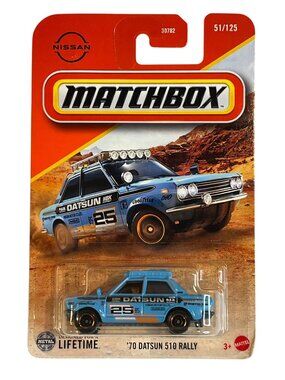 Matchbox Datsun 510 Rally Off Road Blue 51/125 Diecast New